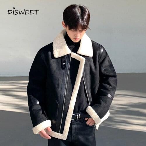 Solid Lapel Mens Jacket Korean Loose Lamb Velvet Zipper Mens Jacket Winter Warm Slim Plus Size Top Boy 2020