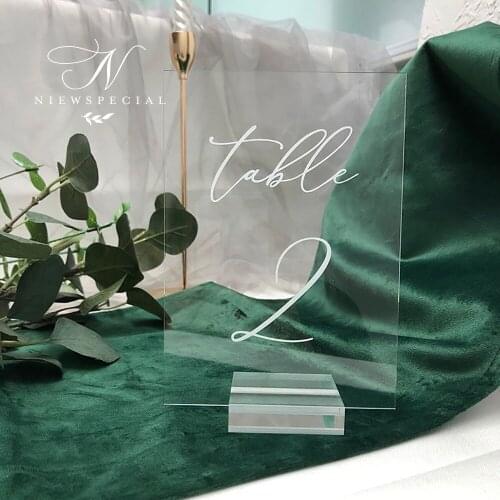 1 to 10Clear Acrylic Table Numbers Wedding Table Cards with Holders Party Table Signs with Stand(10pcs)