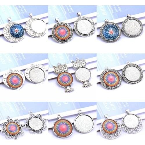 Boom Life 10pcs/lot Fit 10mm 12mm 16mm 20mm Round Glass Cabochon Base Setting Pendant Tray For Jewelry DIY Making Antique