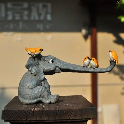Everyday Collection Lucky Elephant Figurines Fairy Garden Animal Ornaments Home Decor Tabletop Decoration Souvenir Crafts
