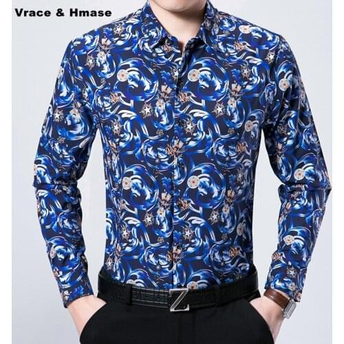 Personalized printing fashion casual boutique long sleeve shirt Spring&Autumn 2017 New mercerized cotton quality men shirt M-3XL