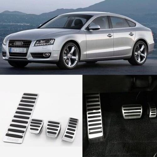 Savanini 4pcs Aluminium Non Slip Foot Rest Fuel Gas Brake Pedal Cover For Audi A5 2008-2016 MT