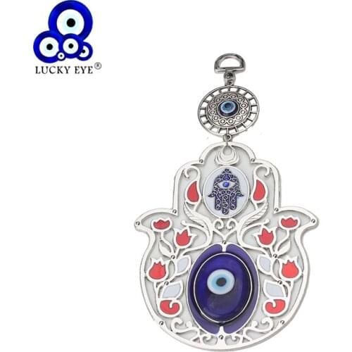 Lucky Eye Turkish Evil Eye Wall Hanging Hamsa Hand Keychain Ethnic Colorful Car Key Chain Fashion Jewelry EY2635