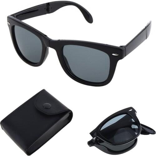 Foldable Explosion proof Sunglasses with Glasses Case and Anti UV for Shopping Travel Taking Photo