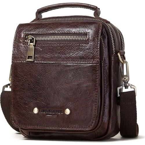 Mens Bag Leather Messenger Bag Bag Multi Portable Functional Multi Mens Compartment Cowhide Shoulder Waist Bag Mini