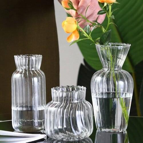 Fresh French Vase Retro Japanese Hydroponic Transparent Glass Vase Mini Dried Flowers Tabletop Vases For Decoration