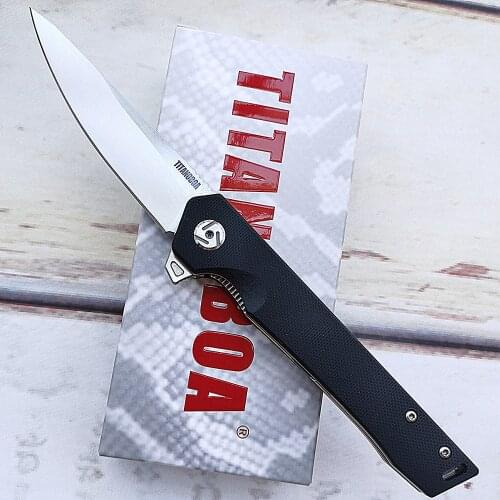 TITANOBOA Kwaiken T202 D2 blade Ceramic Ball Bearing G10 handle Camping Kitchen Hunting Outdoor pocket EDC tool folding Knife