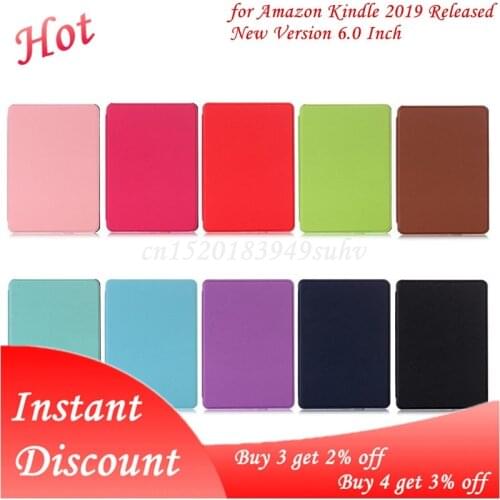 Ultra-Thin E-book Case Magnetic PU Leather Flip Stand Protective Cover for Amazon Kindle J9G29R 10th 2019 Released New Version