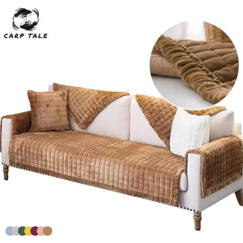 Thicken Plush Sofa Cover New Soft Sofa Towel Cushion Solid Color Corner Sofa Cover for Living Room Decor Non-slip Couch Covers
