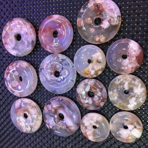 Madrasga Jewelry Natural Cherry Stone Onyx Peace Buckle Pendant DIY