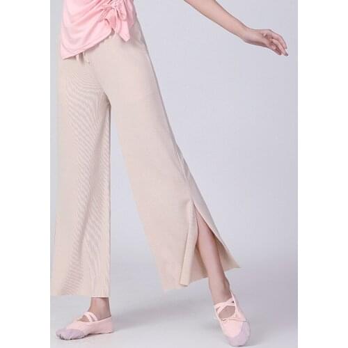 Latin Dance Pants 2021 New Square Dance Ballroom Dance Ice Silk Wide-leg Pants Stretch Elastic Waist Fashion Women Long Trousers