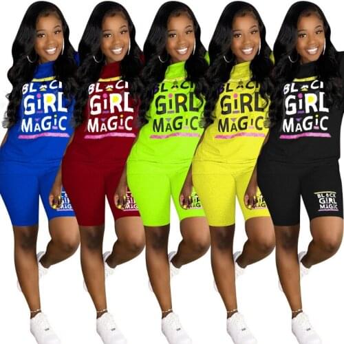 Women Two Piece Screen Sport Printing Set Women 2Pieces Plus Size Tracksuit Fashion Short Sleeve T-Shirt And Shorts Sets