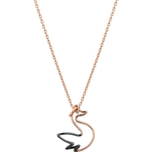 14k Gold Natural Diamond Swan Necklace PN025