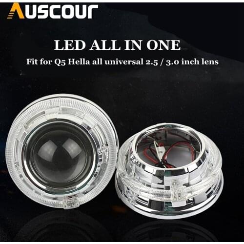 2pcs 3.0 inch for led DRL day running angel eyes Mask hid Bixenon Projector lens shrouds white color kit headlight car styling