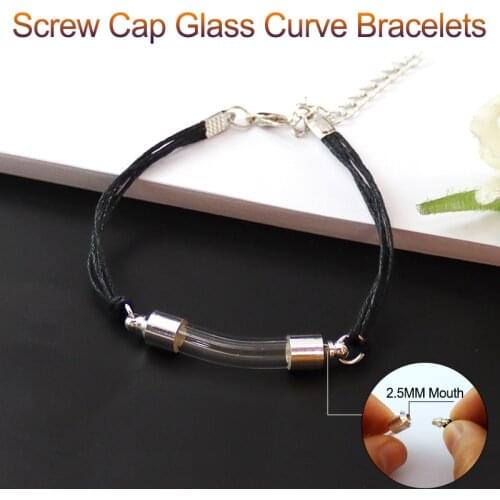 2PCS Glass Tube Urn Bracelet With Black Cord Cremation Jewelry Memorial Jewelry for Ash Keepsake Urn Bracelet