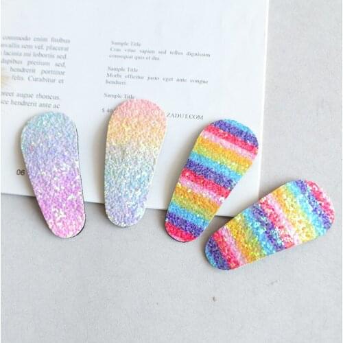 20pcs/lot Glitter Leon Color Snap Hair Clips Kid Rainbow Sparkly Hairpin Girls Barrette