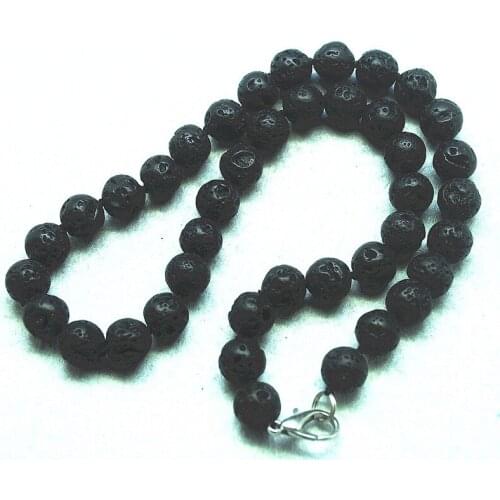 3PCS Women Short Necklace Black Lava Stone Beads Size 10MM 45CM Length Round Ball Shape Good For Your Wearring Free Shipping