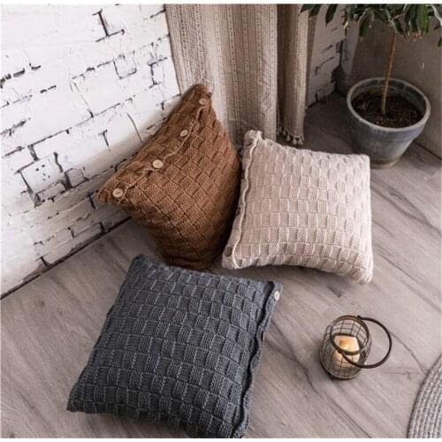 45x45cm Checkered buttons Sofa Pillowcase Pink Cushion Cover Throw Pillow Case Home Sofa Bed Chair Decoration 17.72x 17.72inch