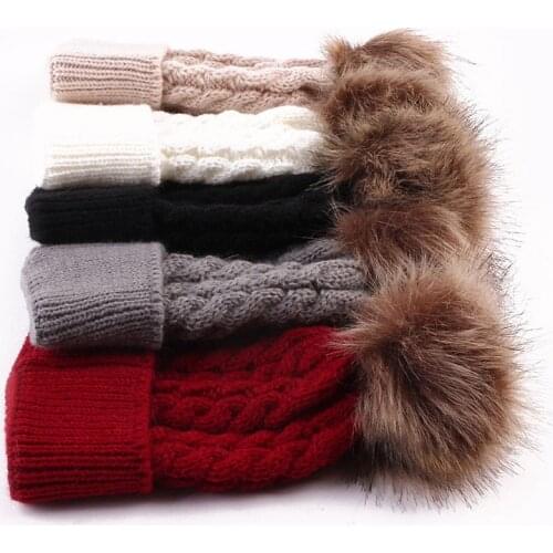 5 colors Cute Mother Baby Knitting Pom Bobble Hat New Thick Baby Cap Baby Girl Toddler Knitted Crochet Beanie Hat