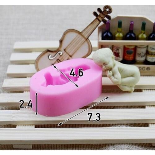 50pcs Sleeping Baby Cake Mold Silicone 3D Cute Baby Shape Fondant Mold DIY Cupcake Decoration Soap Mold Baking Tools wen5042