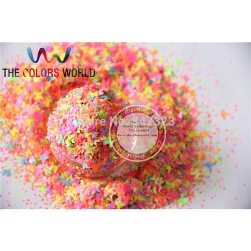 AFN308-26 Mix Bright Neon Colors Solvent Resistant Butterfly and Hex Spangles ,Other DIY decoration 1Pack =50g