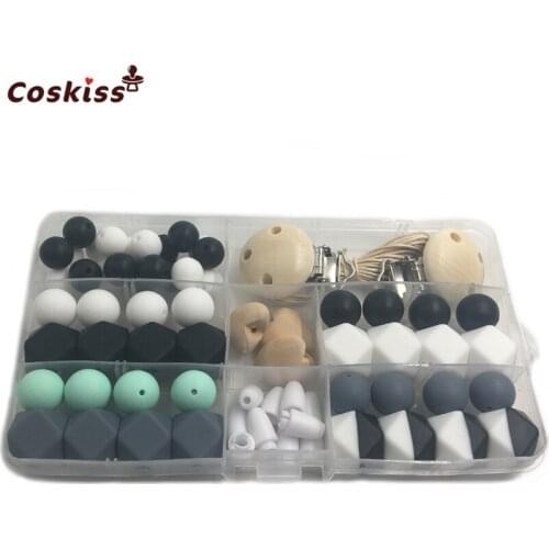 DIY Baby Nursing Teether Accessories Mix Color Geometry Hexagonal And Round Silicone Beads Pacifier Clips Breakaway Safety Clasp