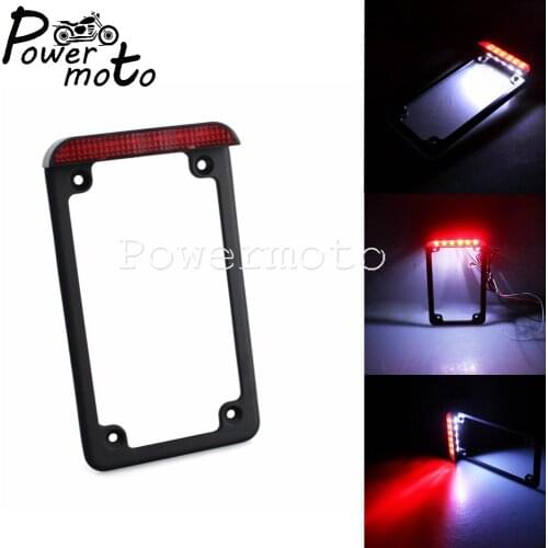 For Harley Bobber Chopper Cafe Racer 7-3/16" x 4-1/4" Aluminum LED Motorcycle License Plate Light Vertical Mount Brake Taillight