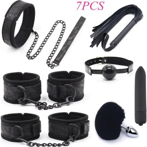 Adult Games BDSM Bondage Black pattern sex gag Handcuff Ankle Cuff Gay Fetish Slave Restraints Sex Toys For Woman Men