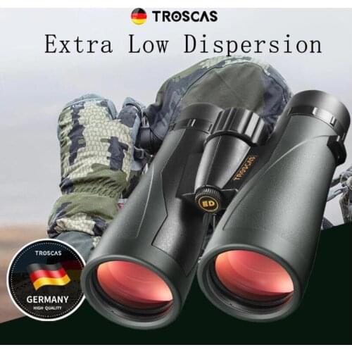 TROSCAS Powerful 10/12x50 ED Lens Binoculars IPX7 Waterproof Bak4 Prism Optics HD Telescope For Camping Hunting Outdoor