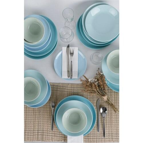 Hittite Gradient Teal Dinner set 24 Piece 6 Personality flatware dinnerware dish