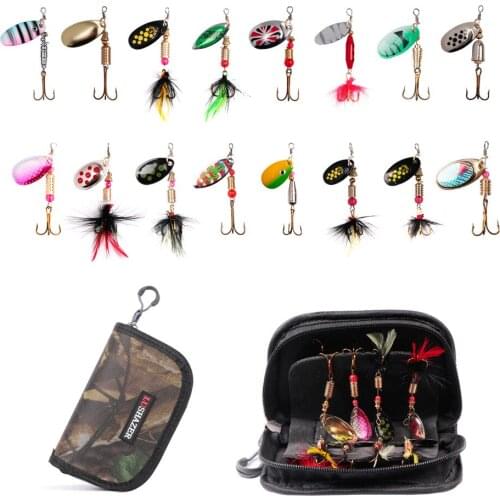 16pcs/set 3-7g metal Sequins Lure Spoon Spinner Bait Fishing Hook Accessory with Storage bag