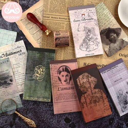 Mr Paper 24pcs/lot 12 Designs Vintage Style Famous Literature Female Authors Memo Pads Creative Artsy Loose Leaf Note Memo Pads