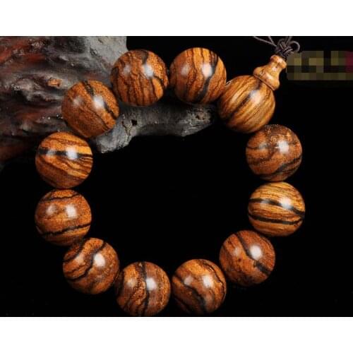 Flower Qi Nan Shen Xiang Buddha beads rosary male and female couple tiger markings 20mm bracelet