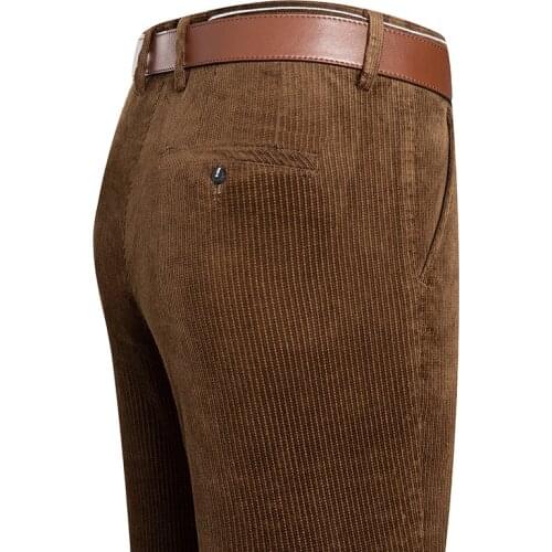 High Quality Large Size Winter Warm Thick Corduroy Trousers Mens Casual Brown Pants Mens Black Khaki Green Blue Classic Pants