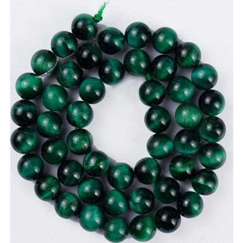 Natural Stone Beads Green Tiger Eye Agate Round Smooth Loose Beads for Making DIY Bracelet Earrings Accessories15 4/6/8/10/12mm