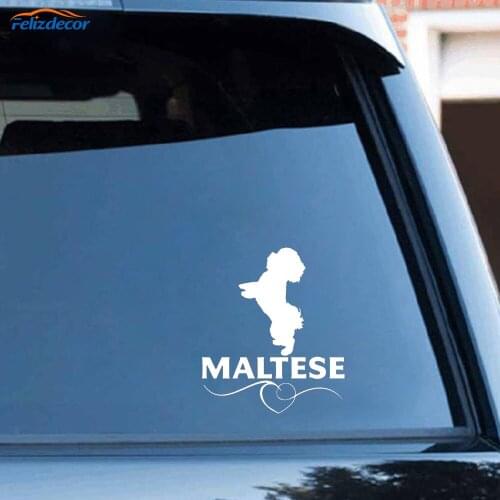 Black/Silver Interesting Maltese Love Car Sticker Vinyl Funny Cute Pet Animal Decoration Decal C673