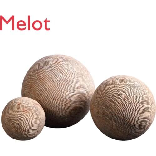 Wood Carving Wood Ball Floor Ornaments Large Sculpture Crafts Hotel Lobby Soft Decoration