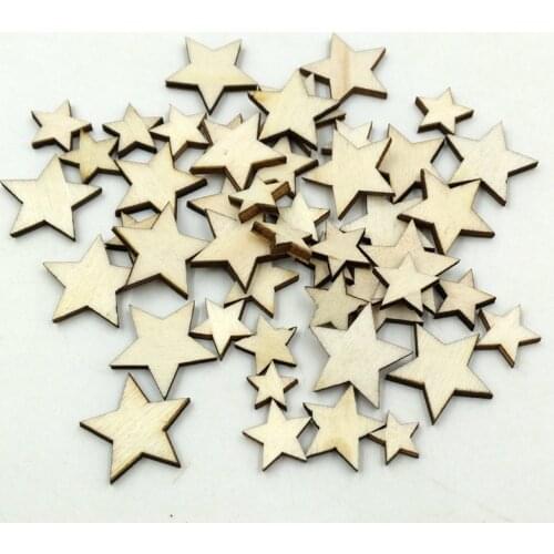Wooden Beads Environmental Charms Childrens Clothing Button Lovely Star Buttons 200Pcs/Set Different Sizes 10-20mm Hot
