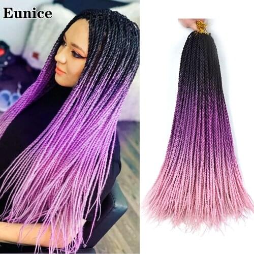 Long Senegalese Twist Braids Crochet Braid Hair Extensions Black For Women Colorful ​Pink Ombre Hair Synthetic Braiding Hair
