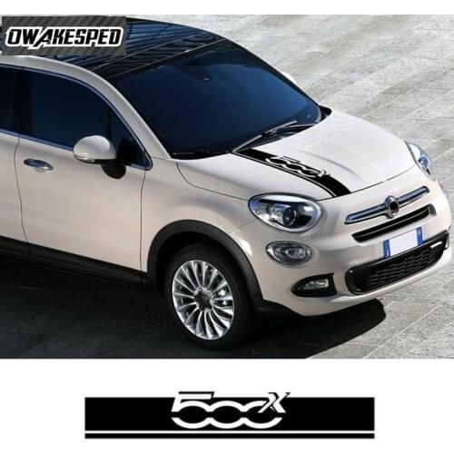 For-Fiat 500X Auto Engine Cover Stripes Auto Body Decor Vinyl Decal Exterior AccessoriesCar Hood Bonnet Sport Sticker