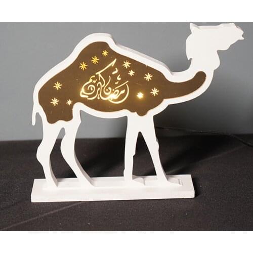 Eid Mubarak Ramadan Decorations Muslim Table Decor Ornament Acrylic Sign Light LED Wood Home Party Supplies Decorative Gift 2021