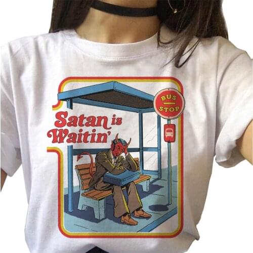 Satan T-shirt Death Demon Girl T-shirt Horror Devil Grim Reaper T-shirt Grim Baphomet Harajuku Graphic T-shirt Evil Female Top