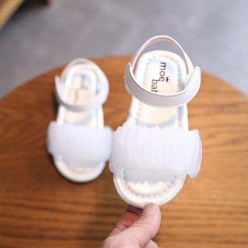 Summer Children Toddler Baby White Sandals For Little Kids Girls Organza Princess Dress Beach Sandals Shoe New 1 2 3 4 5 6 Years