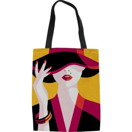 Fashion Women Large Tote Shopping Bags Canvas Pop Art Female Handbag Reusable Folding Girl Shoulder Shopper Bag Ladies Eco Bolsa
