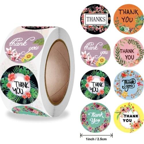 50-500pcs Gift Scrapbooking Sealing Stickers Flower Thank You Letter Design Birthday Wedding Present Decoration Labels Stickers