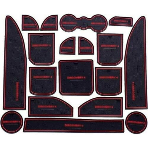 For Land rover discovery Non-slip Interior Door Cup Holder Rubber Mats Red Line
