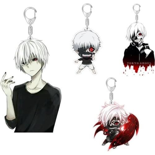 New Arrival Tokyo Ghoul Charm Keychain Kaneki Ken Gothic Figure Key Chain Double Sided Acrylic Key Ring Holder Anime Accessories
