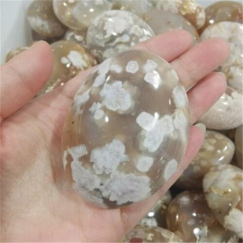 New product chakra stones natural Cherry blossom agate quartz crystal palm stone for crystal home decor