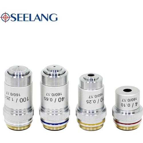 OSEELANG Microscope Objective Lens 4X 10X 40X 100X 195 Achromatic Objective Biological Microscope parts accessories