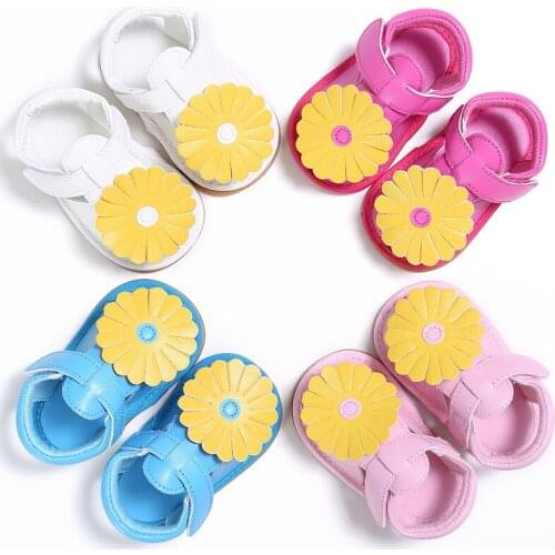 Girl child baby soft bottom PU shoes newborn flower princess shoes